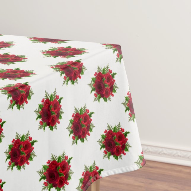 Tablecloth "60x84" Weihnachtsfeier Rote Rose & Hol Tischdecke (Beispiel)
