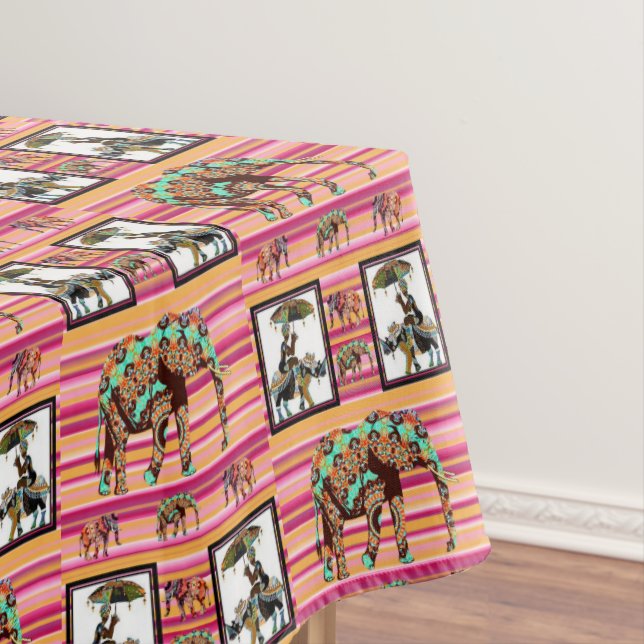 Tablecloth African Elephant Women Stripe Tischdecke (Beispiel)