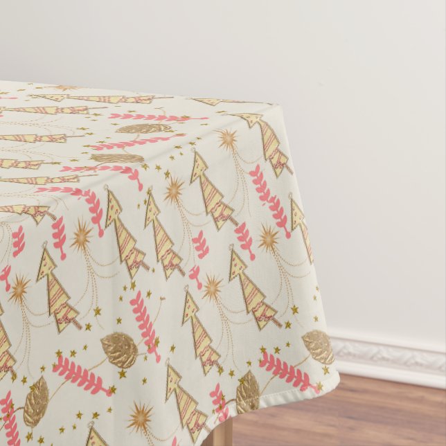 Tablecloth, frohe Weihnachtsgolden, Beige Tischdecke (Beispiel)