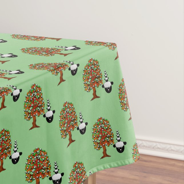 Tablecloth Green Black Sheep Trees Tischdecke (Beispiel)
