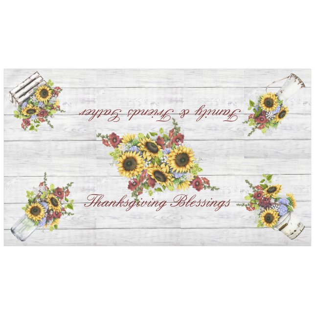 Tablecloth Grosser Erntedank Segnungen/Freunde Tischdecke (Vorderseite (Horizontal))