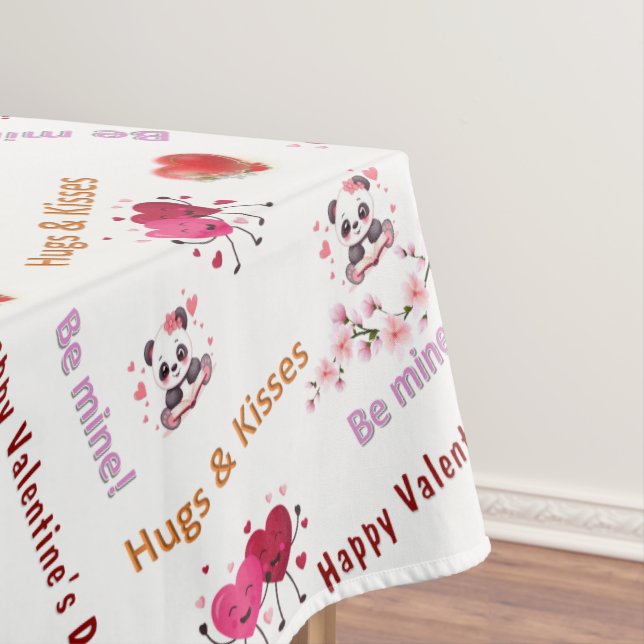 Tablecloth Happy Valentine's Day Couple Red Hearts Tischdecke (Beispiel)