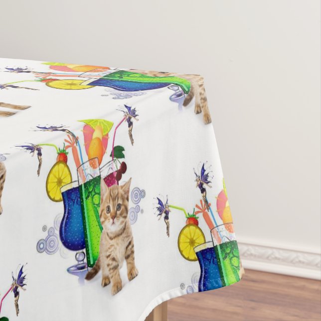 Tablecloth Kitten Drinks Fairy Tischdecke (Beispiel)