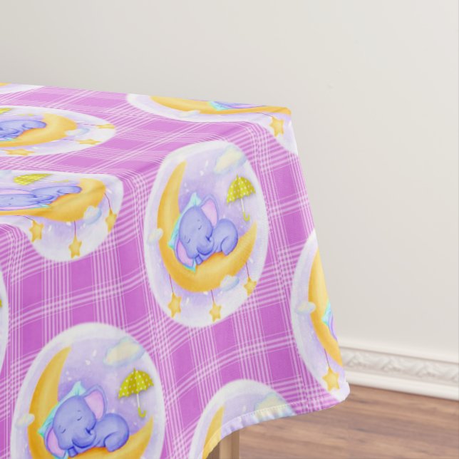 Tablecloth Lila Karierter Elephant Tischdecke (Beispiel)