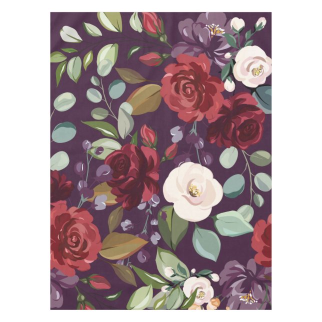 Tablecloth Plum Lila Rose Gold Geometric Tischdecke (Vorderseite)