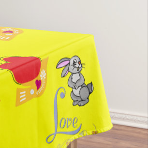 Tablecloth Valentine's Day Bunny Rabbit Tischdecke