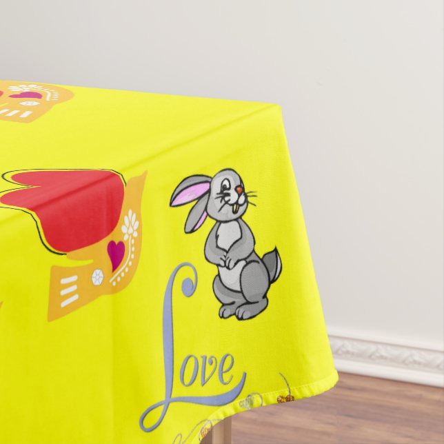 Tablecloth Valentine's Day Bunny Rabbit Tischdecke (Beispiel)