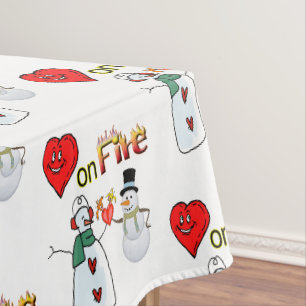 Tablecloth Valentine's Day Heart Fire Snowman Tischdecke