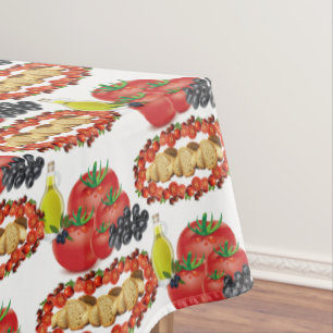 Tablecloth White Tomato Olivenöl Brot Tischdecke