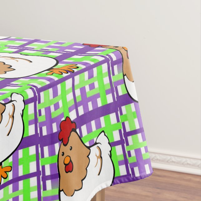 Tableclout Hühnchen Lila grün Kariert Tischdecke (Beispiel)