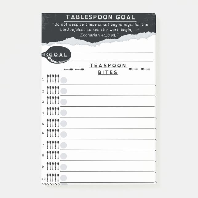 Tablespoon Goals List Post-it Klebezettel (Vorderseite)