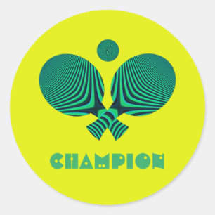Tabletennis-Champion im aquamarinen Retro-Stil Runder Aufkleber