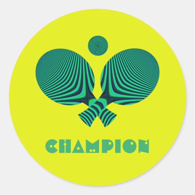 Tabletennis-Champion im aquamarinen Retro-Stil Runder Aufkleber (Vorderseite)