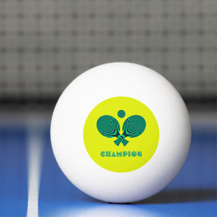 Tabletennis-Champion im aquamarinen Retro-Stil Tischtennisball