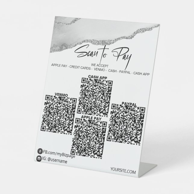 *~* Tabletop 4 QR ZAHLUNGEN Tabelle Zehntelseilübe Sockelschild (Vorderseite)