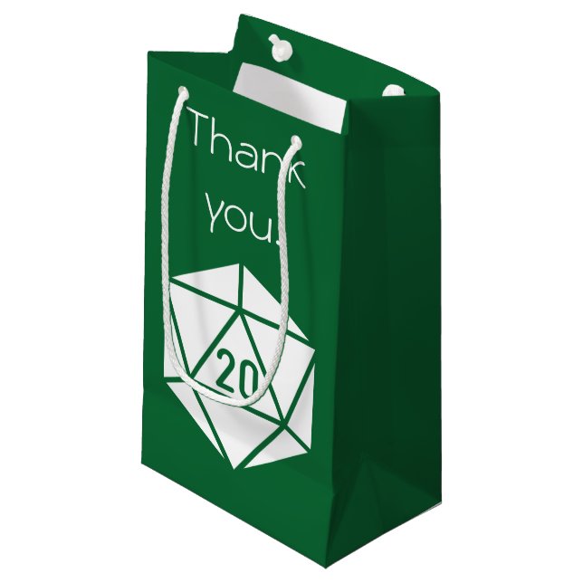 Tabletop Chic in grüner Verpackung Kleine Geschenktüte (Vorderseite Schrägansicht)