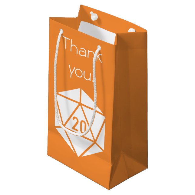 Tabletop Chic in Orangefarbener Beipackzettel Kleine Geschenktüte (Vorderseite Schrägansicht)