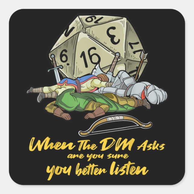 Tabletop Gaming beim Frag des DM Quadratischer Aufkleber (Vorderseite)