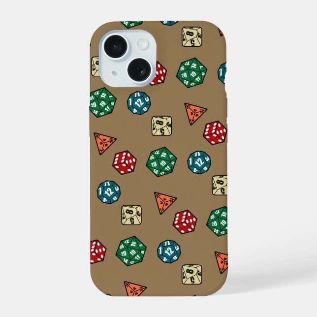Tabletop Gaming Würfel Design iPhone 15 Hülle (Rückseite)