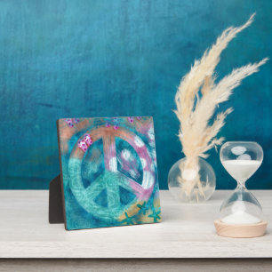Tabletop Plaque Beach Peace Sign Nautic Fotoplatte