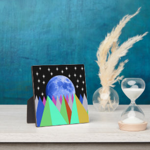 Tabletop Plaque Blue Moon Easel Fotoplatte