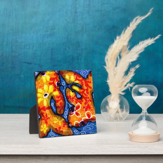 Tabletop Plaque Koi Poisson Art Abstrait Imprimer (Insitu)