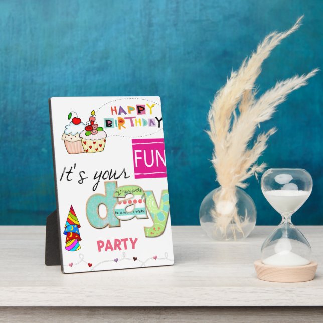 Tabletop Plaque mit Easel Baby FUN Cupcake Happy Fotoplatte (Seite)