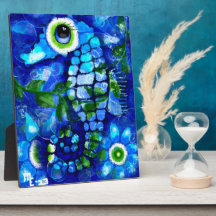 Tabletop Plaque Whimsical Abstrait Seahorse