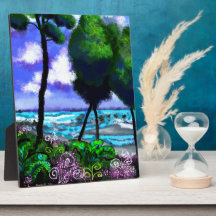 Tabletop Plaque Whimsical Beach Paysage Art