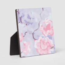 Tabletop Plaque with Easel : Pink Winters Roses