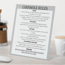Tabletop-Zeichen für Cornhole Rules