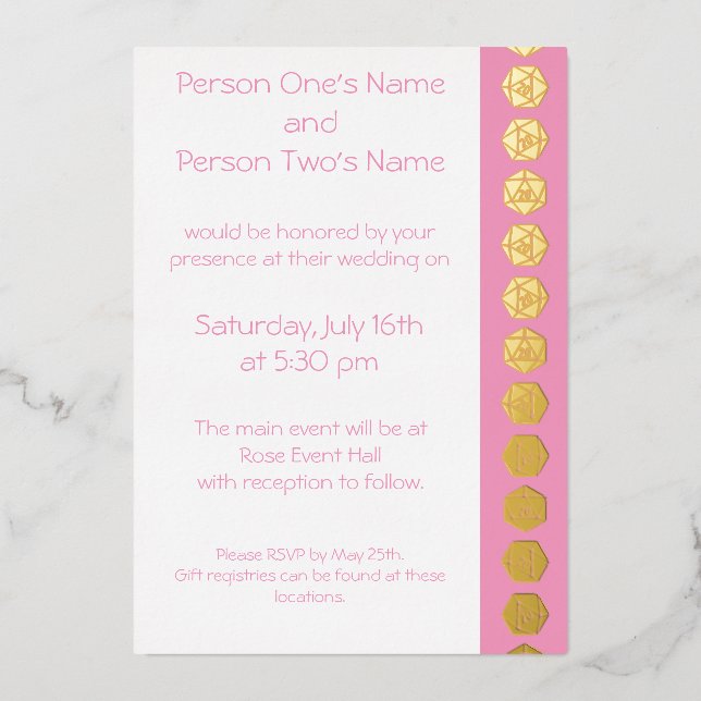 Tablette Chic dans Petal Pink Foil Invitation (Recto)