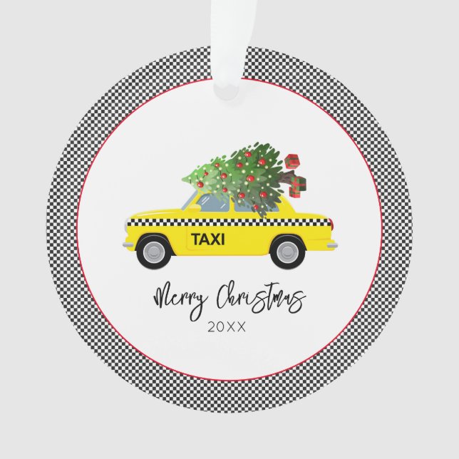Tablette de taxi jaune Joyeux Arbre de Noël (devant)