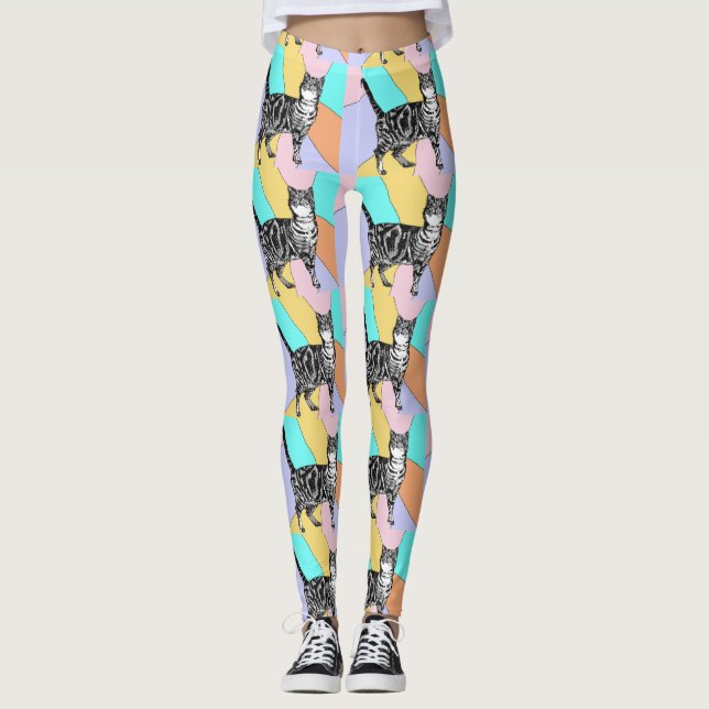 Tablette Katze Cool Tierpastel Harelquin Leggings (Vorderseite)