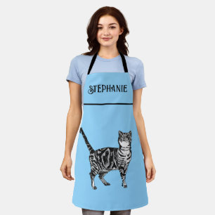 Tablette Pastelltiere Katzen Frauen leicht rosa Schürze
