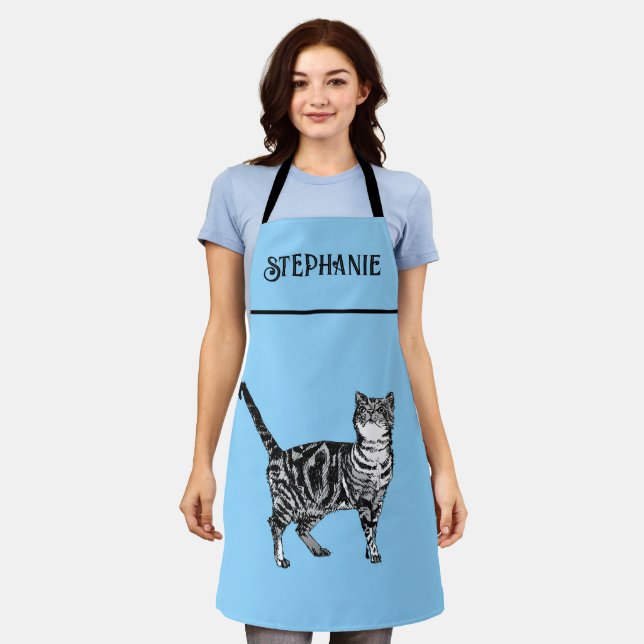 Tablette Pastelltiere Katzen Frauen leicht rosa Schürze (Getragen)
