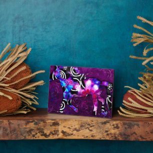 Tablette Plaque Whimsical Cheval Abstrait Art Bleu