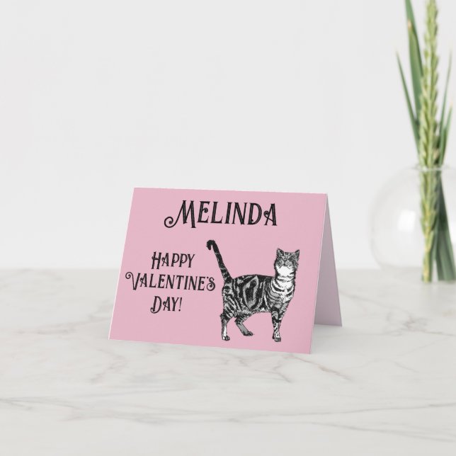 Tablette Tablette Pastell Pink Katze Valentinstag  Karte (Vorderseite)