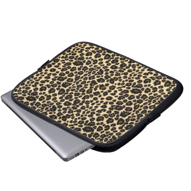 Tablette-u. Laptop-Hülse - Leopard-Pelz Laptopschutzhülle (Vorne Knopf)