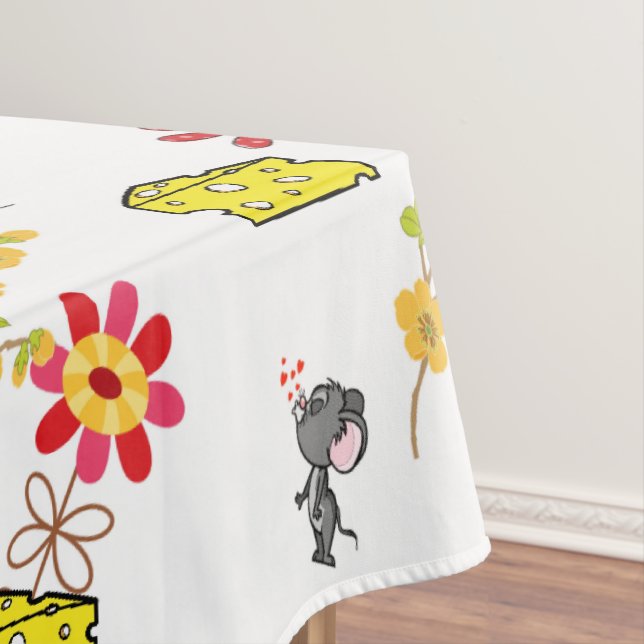 Tablette Weißer Käse Gelbe Maus Floral Tischdecke (Beispiel)