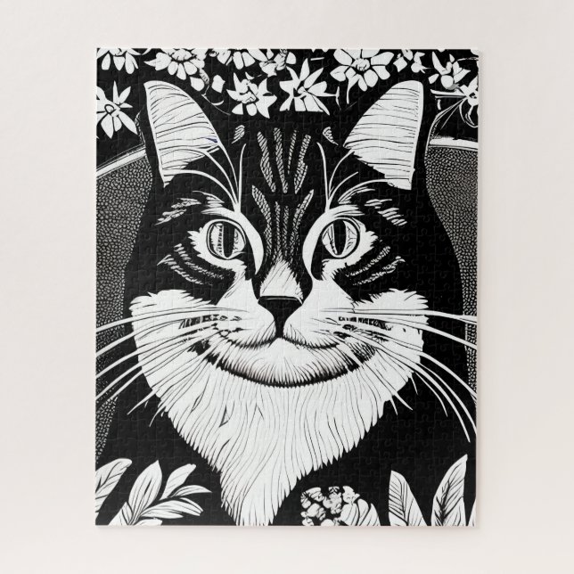 Tablettenkatze Umgeben mit Blume (Vertikal)