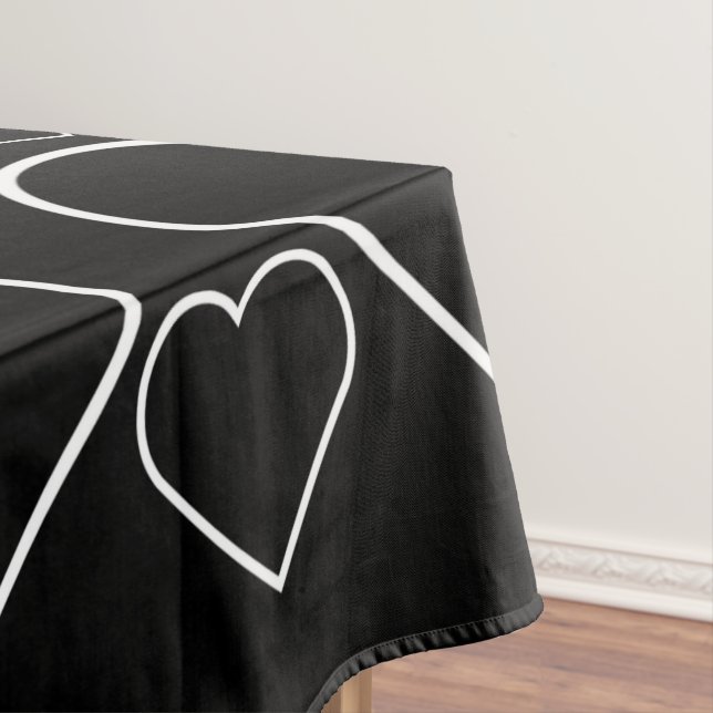 Tablettenschwarz-weißes Herz Tischdecke (Beispiel)