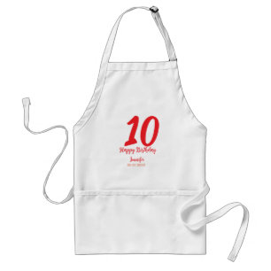 Tablier 10e anniversaire ajouter nom date année rouge modè