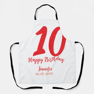 Tablier 10e anniversaire ajouter nom date année rouge modè
