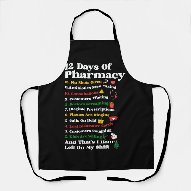 Tablier 12 Jours de Pharmacie Funny Christmas Pharmacist T (Recto)