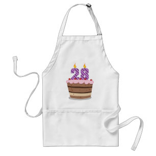 Tablier 28 ans sur le gâteau d'anniversaire