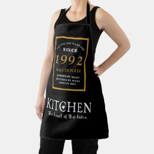 Tablier 30e anniversaire 1992 Nom Elegant Black Gold Chic