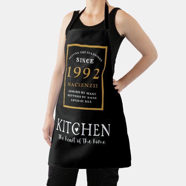 Tablier 30e anniversaire 1992 Nom Elegant Black Gold Chic (Insitu)