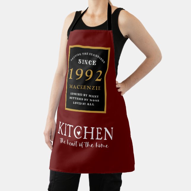Tablier 30e anniversaire 1992 Nom Elégant Black Gold Red (Insitu)
