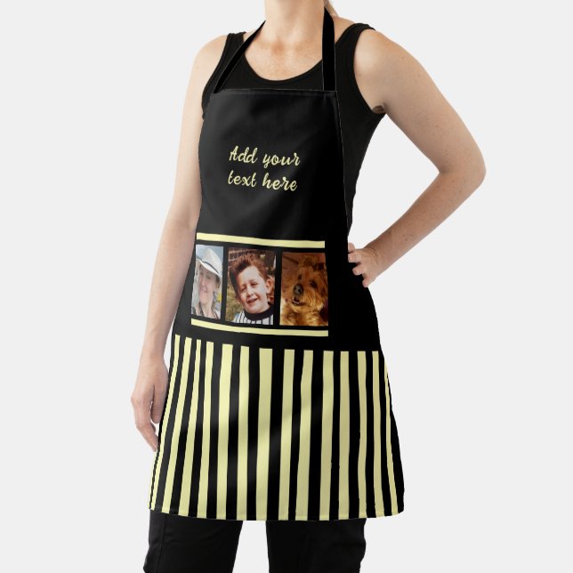 Tablier 3 photo custom text black yellow striped  (Insitu)